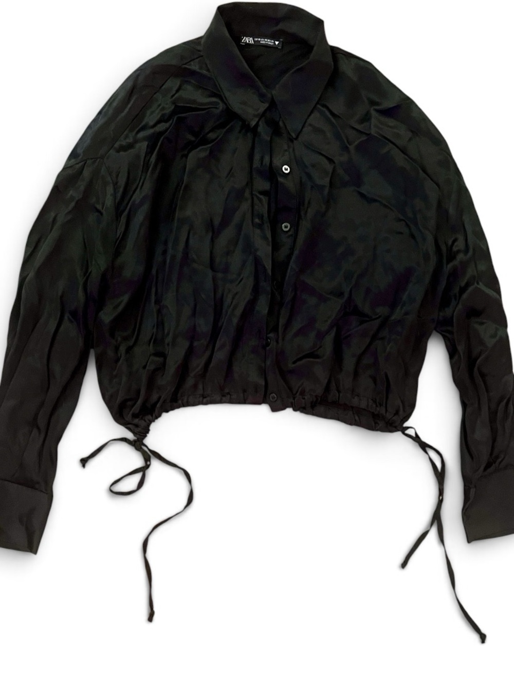 Zara Black satin Button Down Shirt